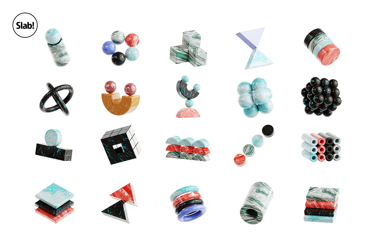 Marble Abstract Shape 3D Icon Set, an Object 3D Model by SLAB! Design (Photo 4 of 4)