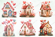 Watercolor Valentine House Clipart, an Illustration by Creative Art (Thumbnail 2 of 9)