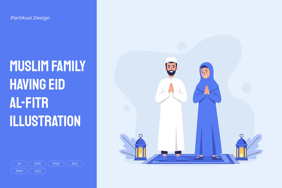 Muslim Family Having Eid Al-Fitr, a Person Illustration by Partikusi Design (Photo 1 of 3)