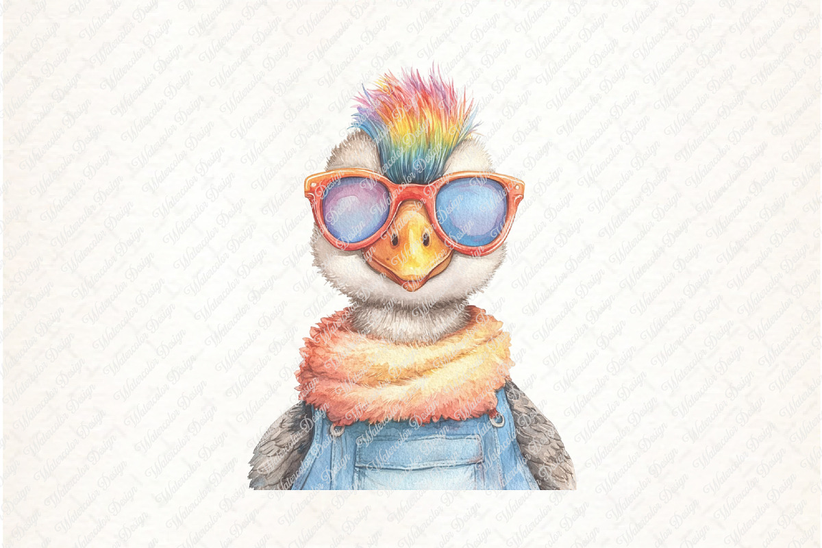 Watercolor Silly Goose Clipart, an Illustration by Watercolor design (Photo 8 of 12)