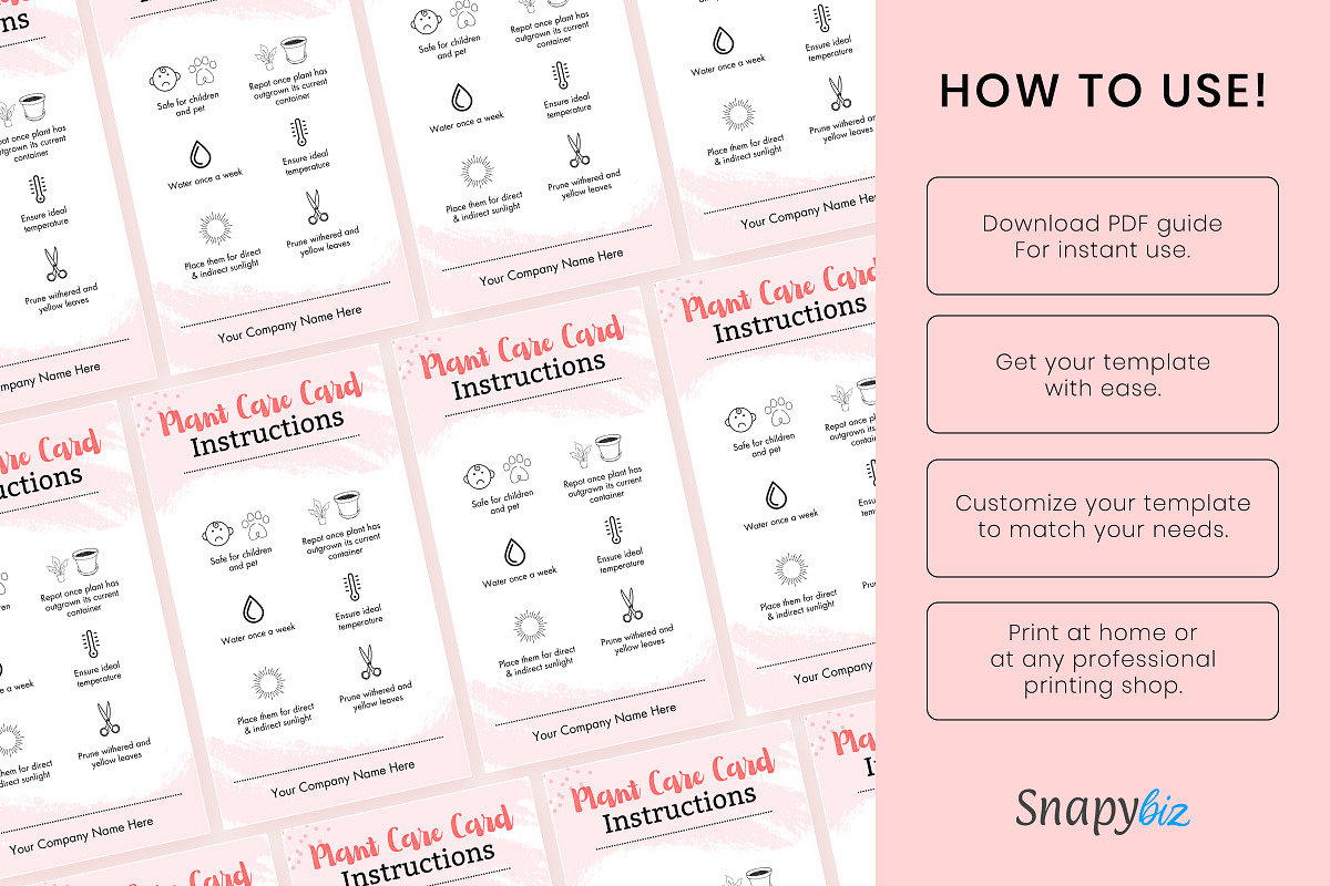 Plant Care Card Template, a Templates & Theme by Snapybiz (Photo 8 of 10)