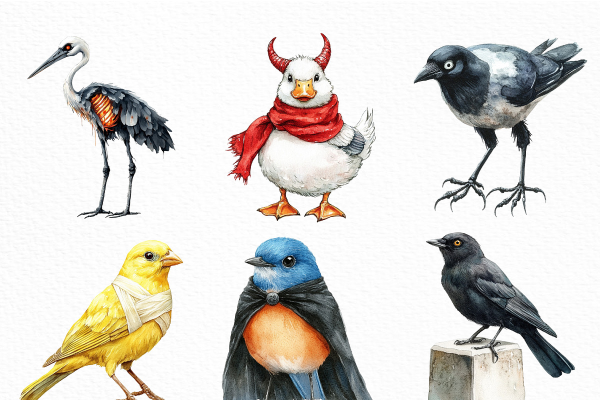 Spooky Halloween Quirky Bird Clipart, an Illustration by Craft Nest (Photo 5 of 6)