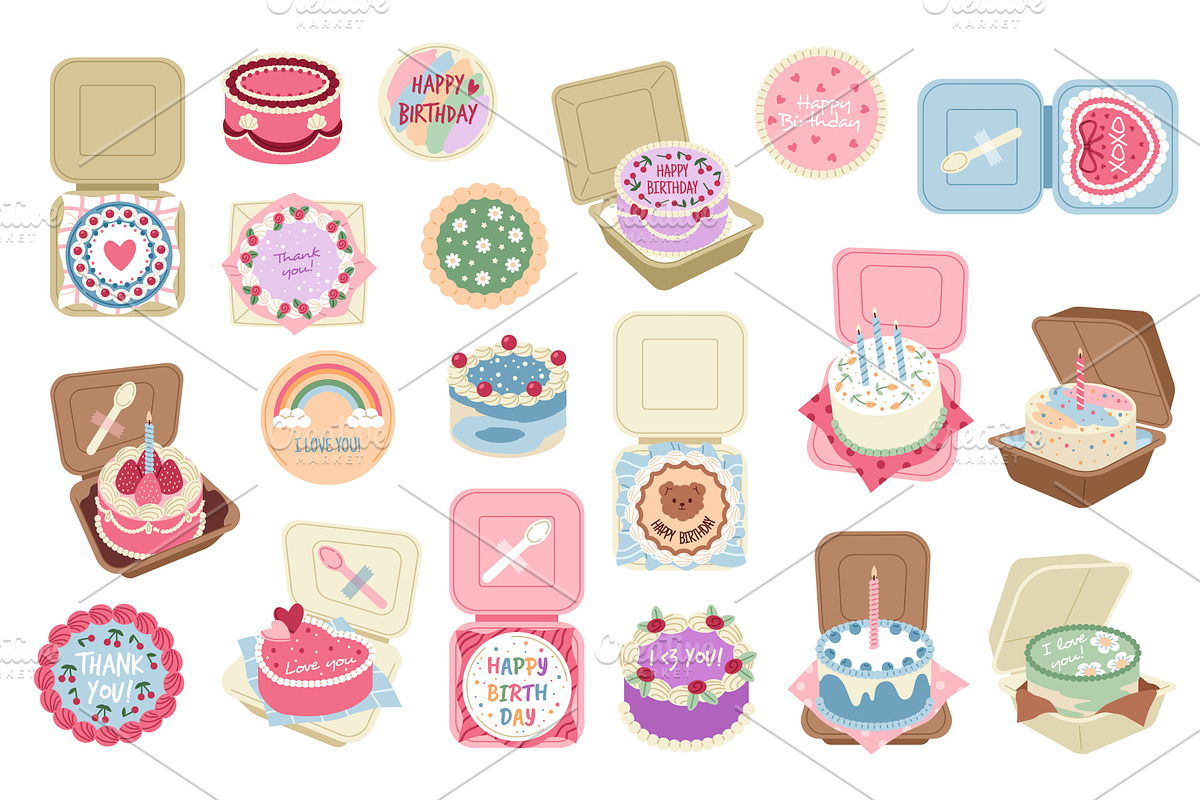 Bento cakes. Asian desserts, tea, a Food Illustration by YummyBuum