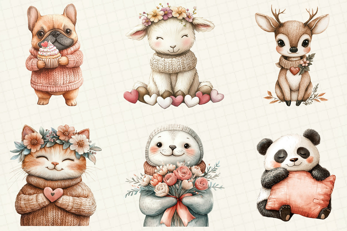 Kawaii Knitted Animals Clipart, an Illustration by OK Design (Photo 5 of 5)