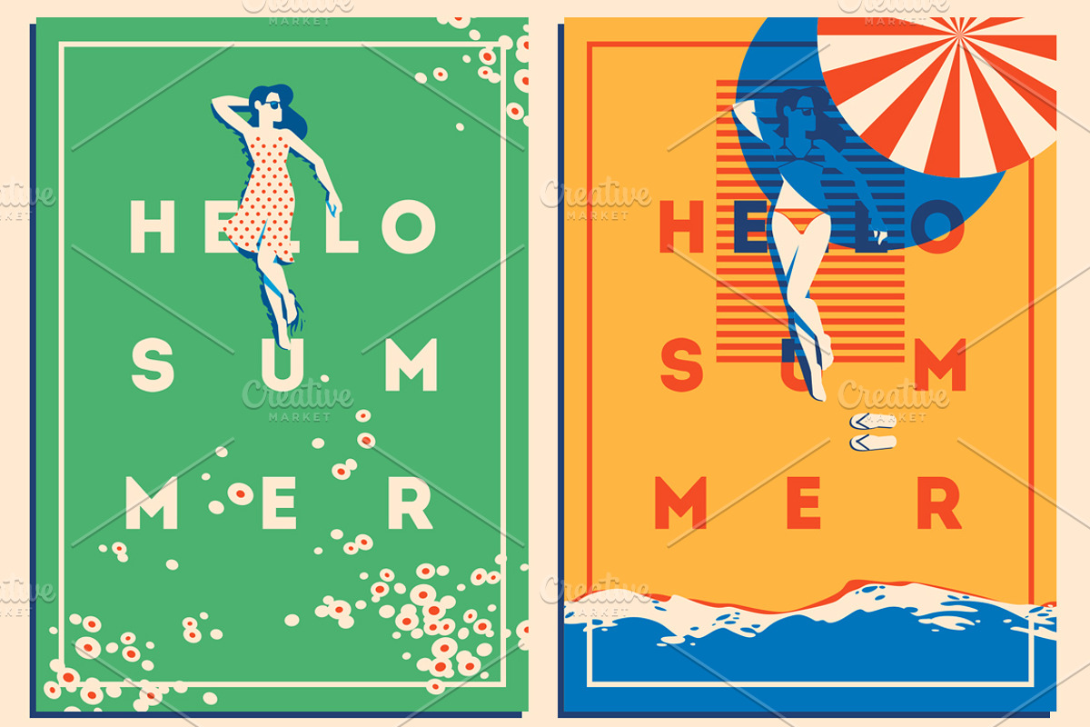 8 Summer Posters & Badge #1, a Decorative Illustration by Alexander Baidin (Photo 2 of 6)