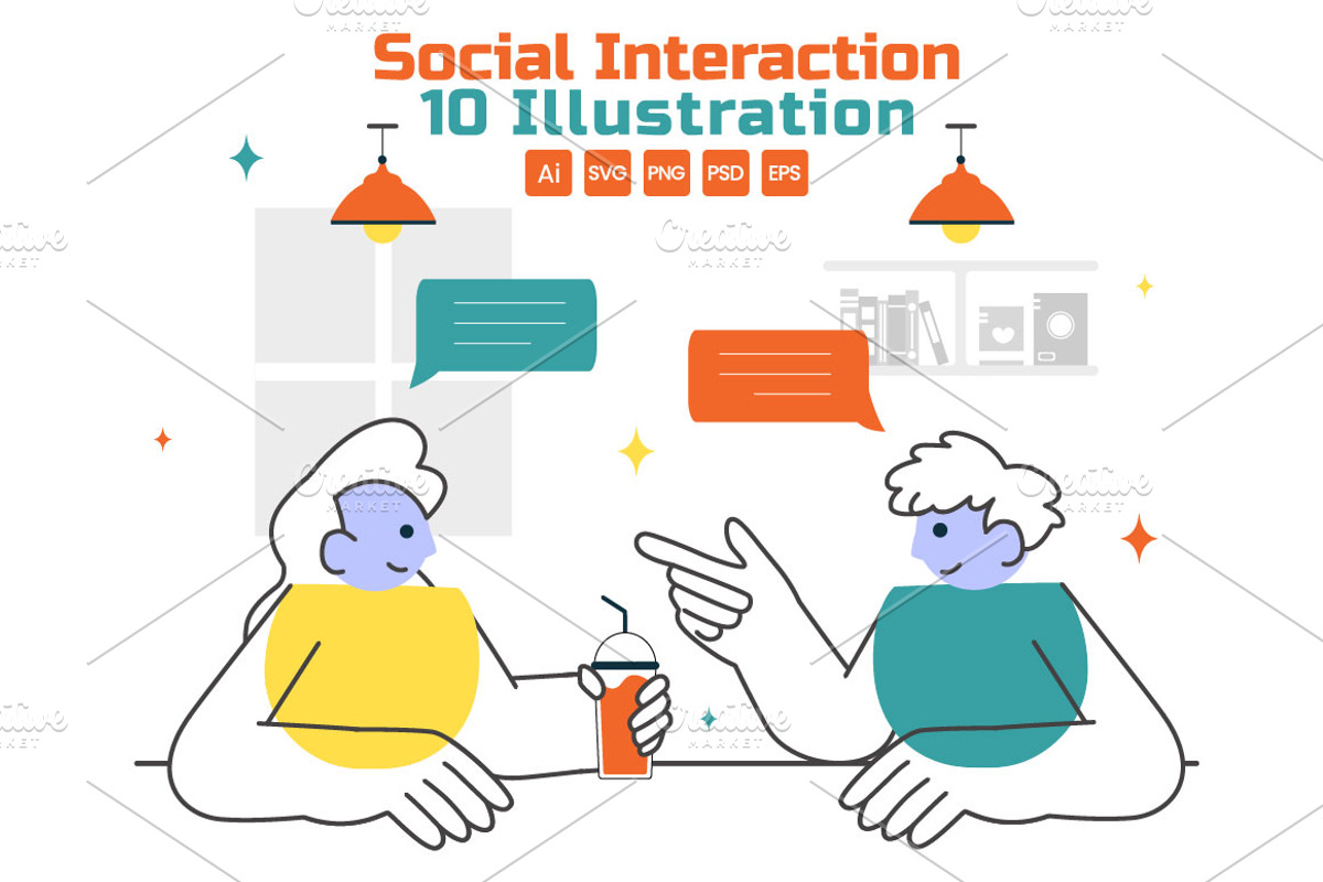 10 Social Interaction Illustration, a Person Illustration by denayunebgt (Photo 1 of 4)