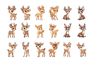 Baby deer cartoon vector set. Cute, an Animal Illustration by Onyx