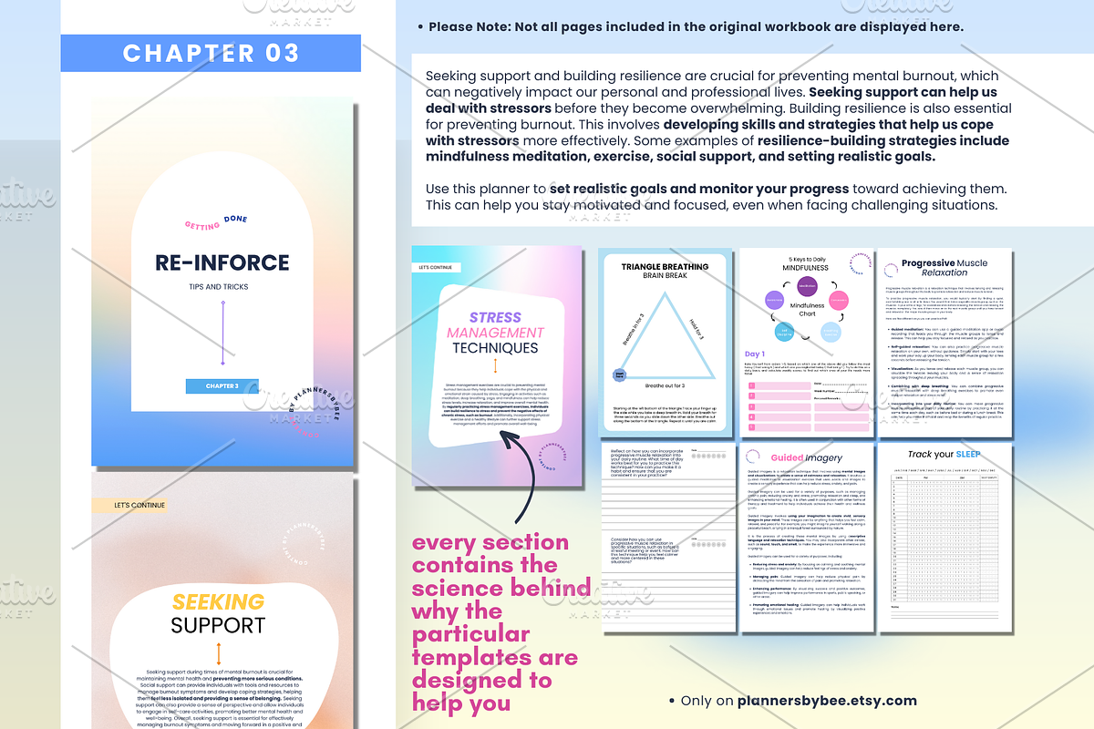 Stress Relief Burnout Workbook, a Print Template by PlannersByBee (Photo 4 of 5)