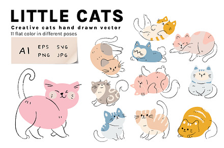 Cute cats vector set, an Animal Illustration by Vectorwins Premium Shop