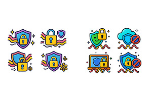 Colorful digital security icons, a Technology Illustration by ZinetroN