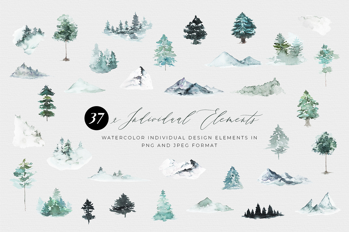 Mountain & Trees Forest Illustration, a Texture Illustration by WalaPalette (Photo 3 of 6)