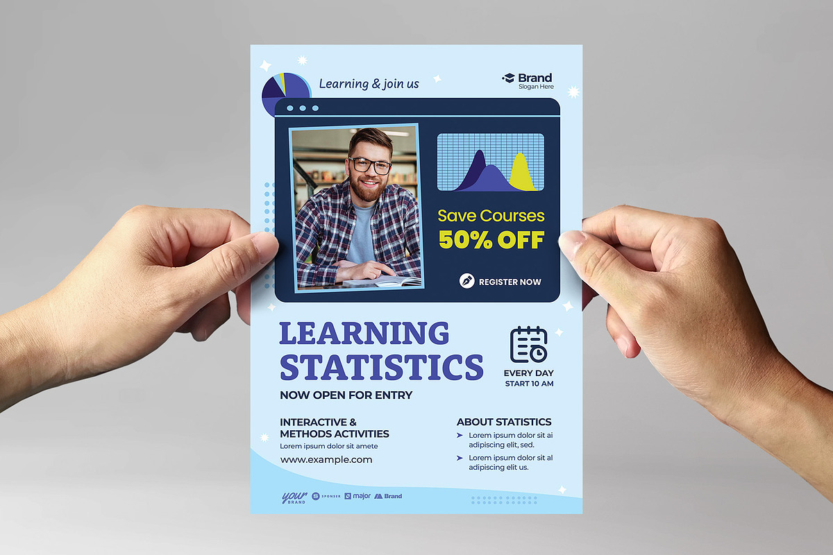 Statistics Education Flyer Template, a Flyer Template by BrandPacks