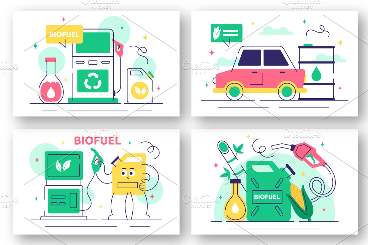 10 Renewable Biofuel Illustration, a Transportation Illustration by denayunebgt (Photo 2 of 4)