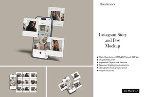 Instagram story and post mockup, a Social Media Template by rizalamora