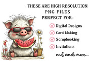 Whimsical Summer Pig Clipart, an Illustration by OK Design (Thumbnail 5 of 6)