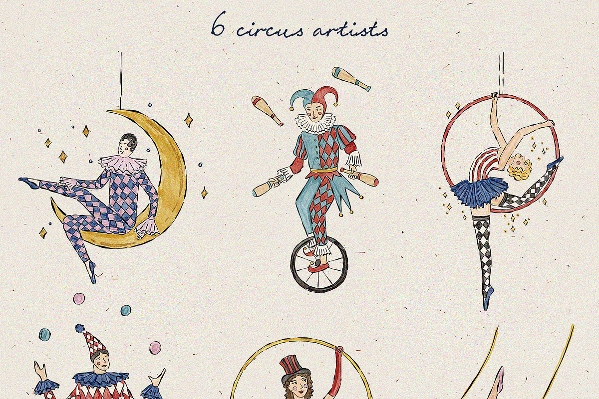 Vintage Watercolor Circus Clipart, an Object Illustration by Teresa Art Store (Photo 4 of 9)