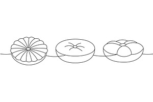 Set of pillows one line continuous, an Object Illustration by GraphiShop