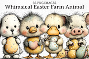 Whimsical Easter Farm Animal Clipart, an Illustration by Craft Nest (Thumbnail 1 of 11)