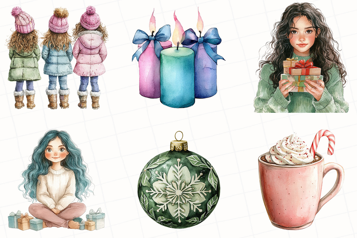 Cozy Pastel Christmas Clipart, an Illustration by OK Design (Photo 3 of 5)