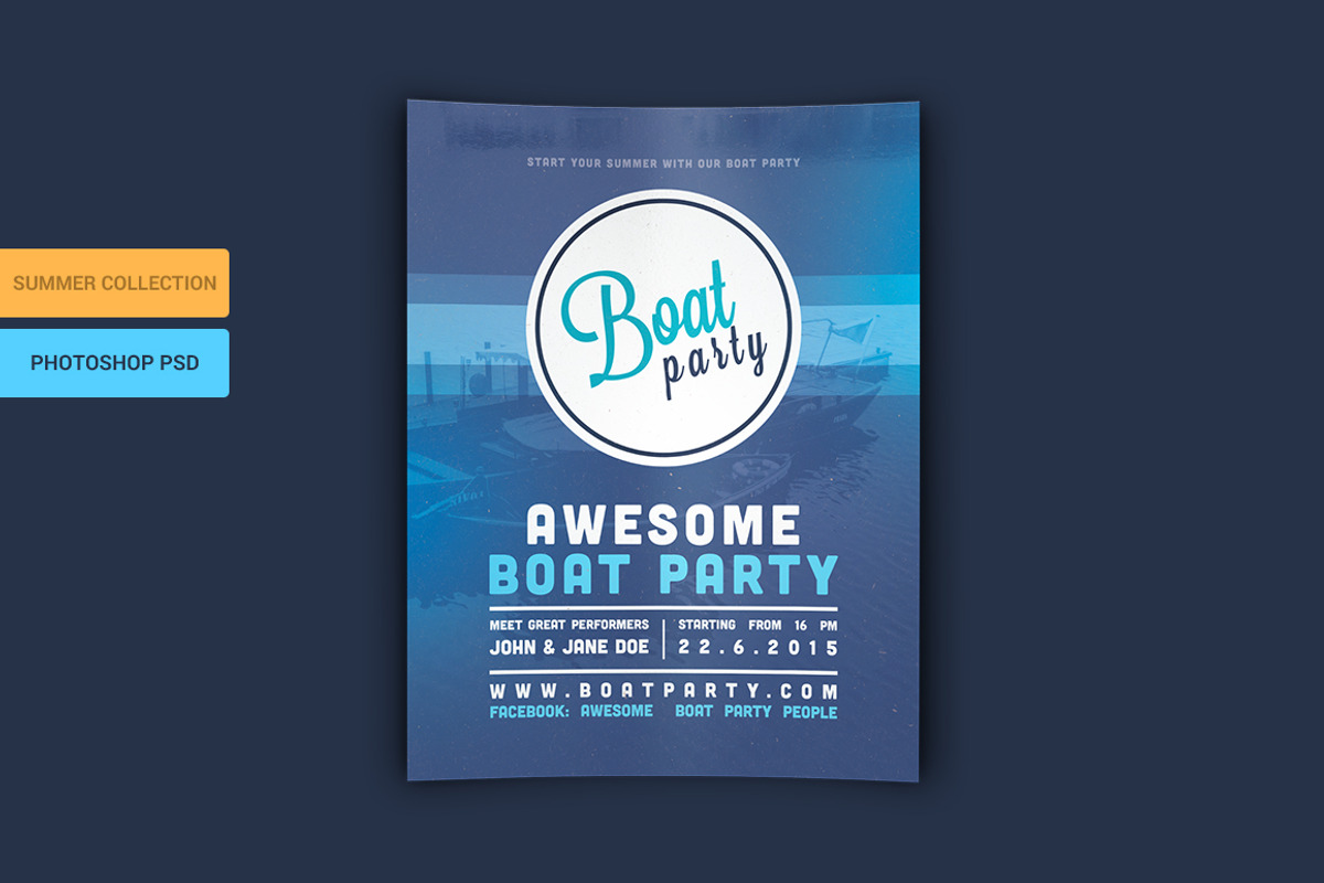 Boat Party Flyer PSD Template, a Flyer Template by M K GRAPHICS (Photo 1 of 2)