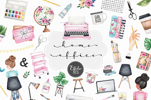 Home Office Clipart set, a Work Illustration by Estudio 812