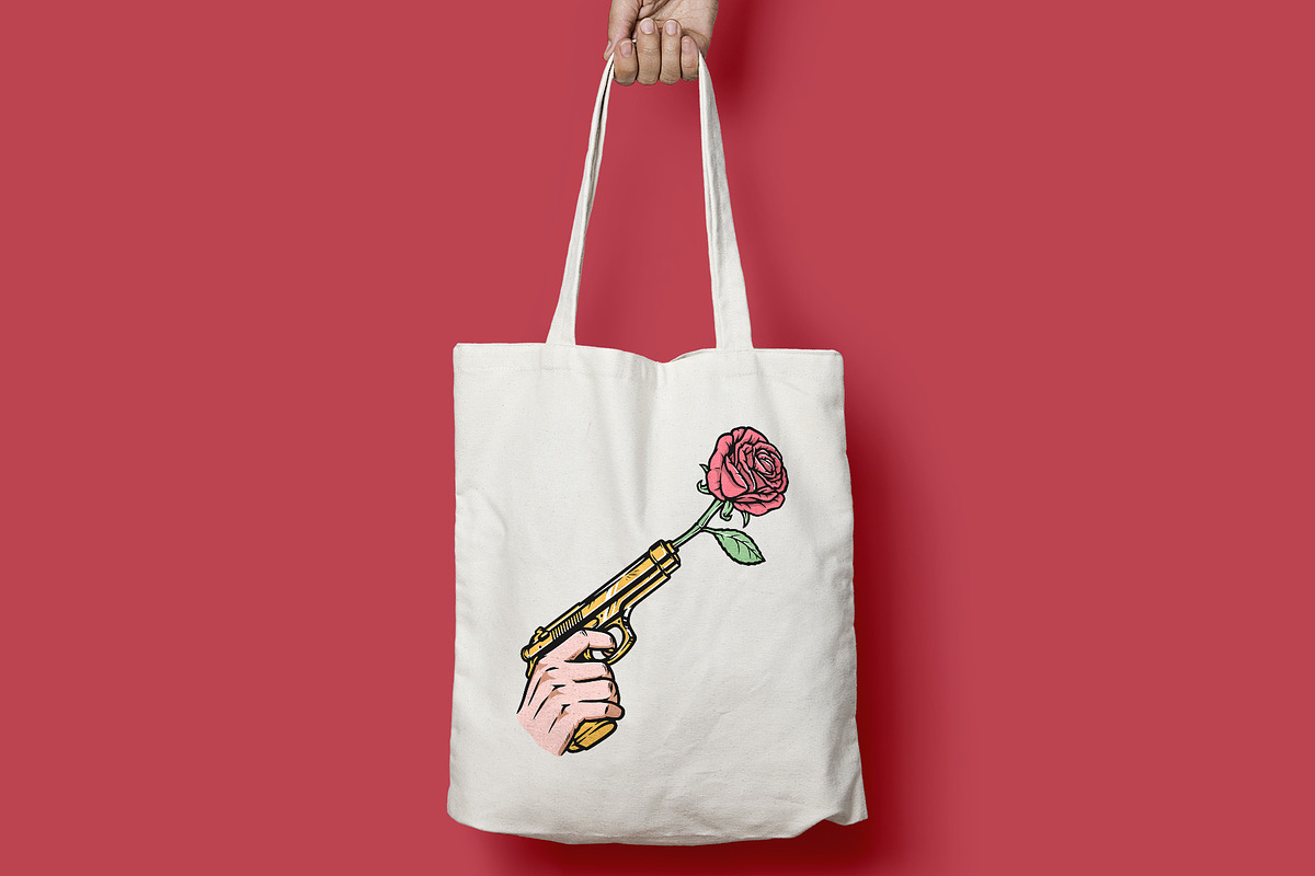 hand holding gun with rose flower, a Person Illustration by gunaonedesign (Photo 3 of 4)