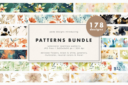 Botanical Patterns Bundle, a Pattern Graphic by PeDe Designs