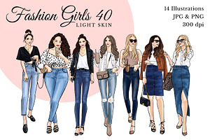 Fashion Girls 40 -Light Skin Clipart