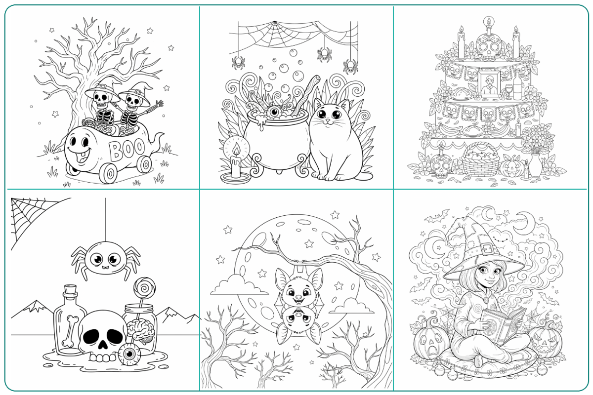57 Halloween Activity Coloring Pages, a Seasonal Illustration by Nuvame Arts & Designs (Photo 11 of 11)