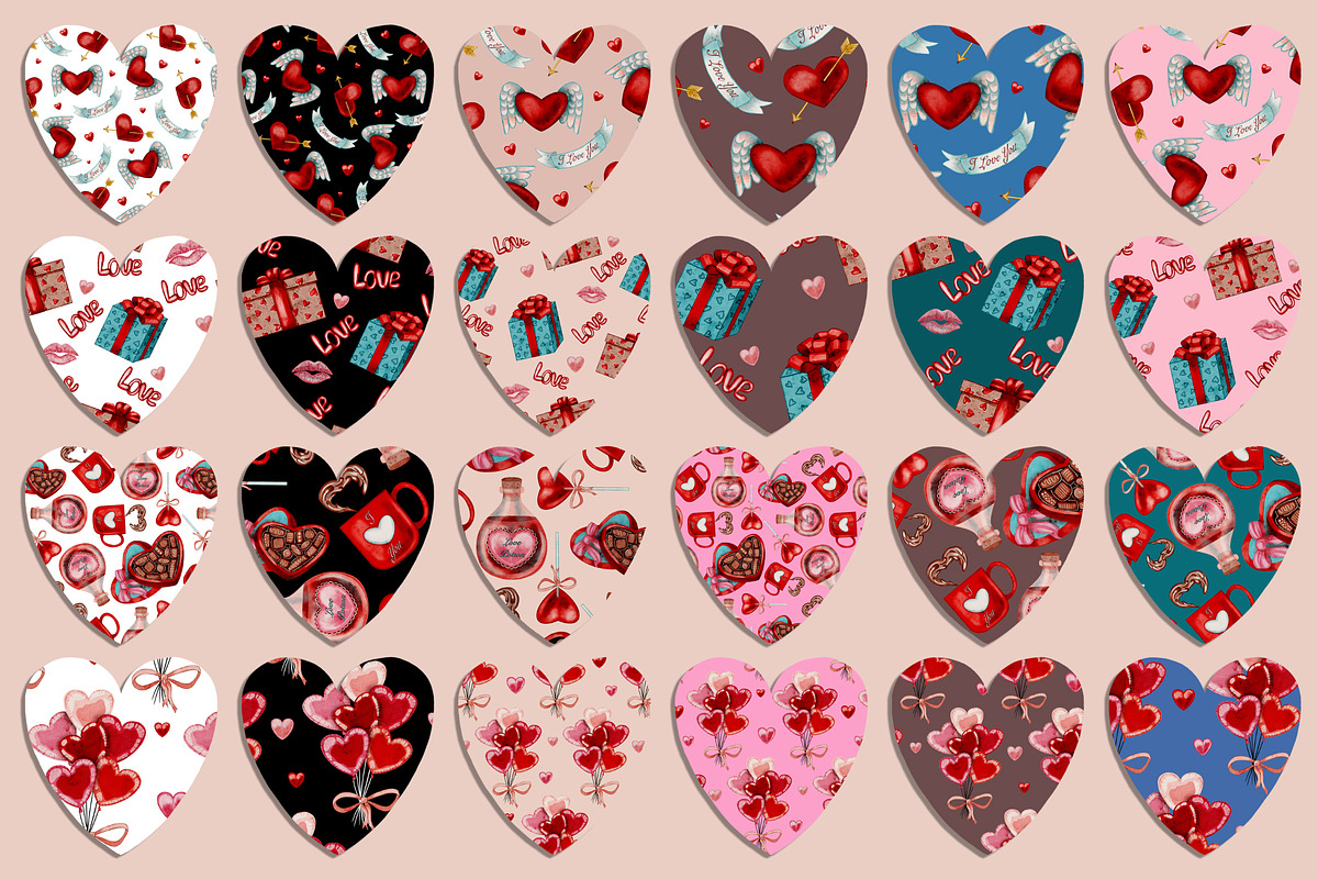 I Love You (seamless pattern), a Decorative Illustration by Andre_Eva (Photo 8 of 10)
