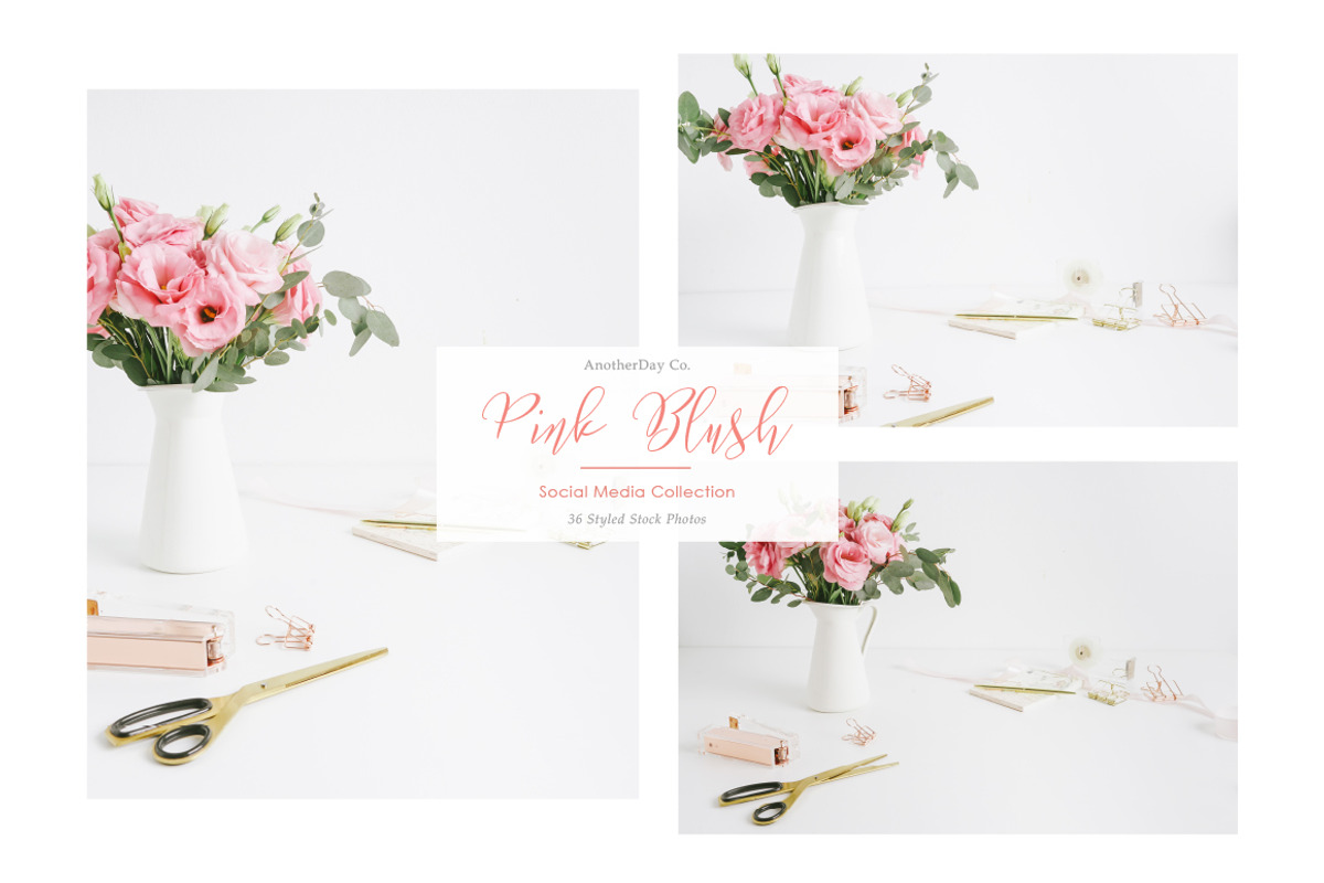 Pink Blush Desk Styled Stock Photo, a Print Template by Anotherday Co. (Photo 2 of 2)