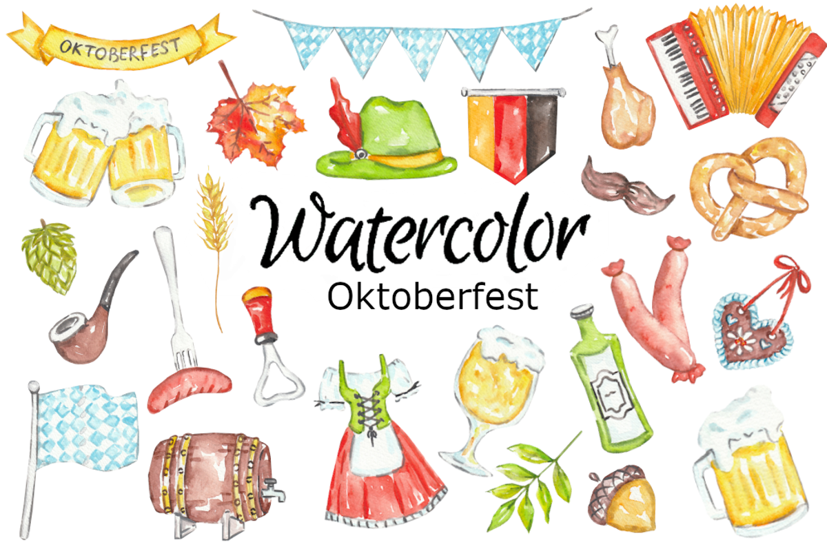 Octoberfest watercolor clipart, a Background Graphic by GoodFairyClipArt (Photo 1 of 3)