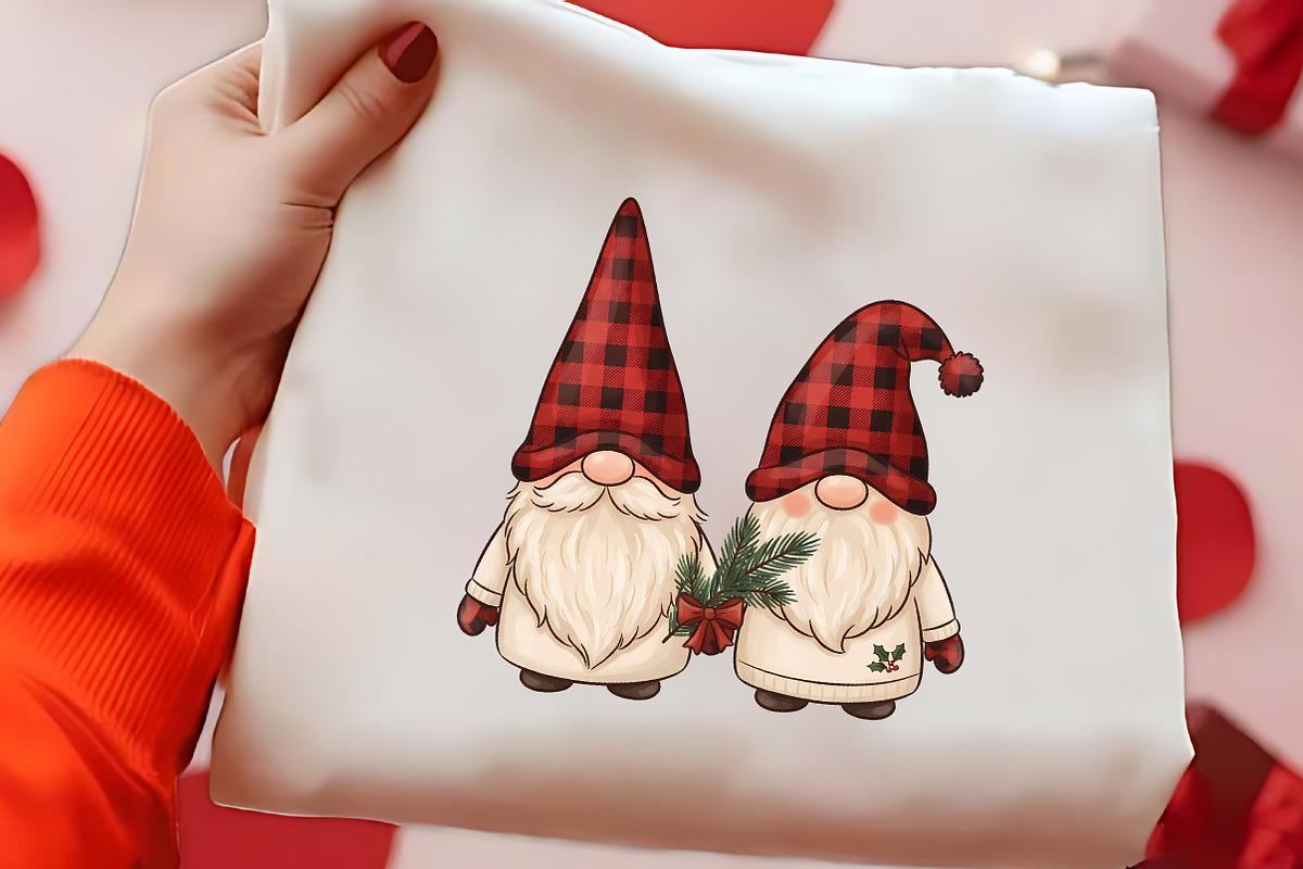 Plaid Christmas Gnome Couple PNG Art, a Seasonal Illustration by CrexoraLab (Photo 2 of 4)