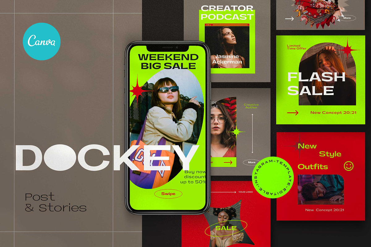 Dockey Brand Social Media | Canva, a Social Media Template by Dirtytemp Studio (Photo 1 of 16)