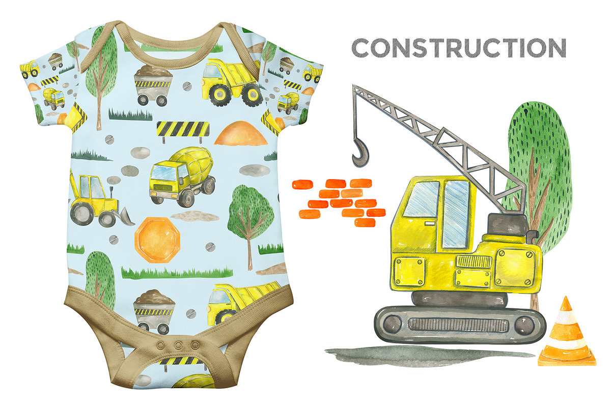 Watercolor Construction clipart, a Decorative Illustration by WatercolorColorDream (Photo 11 of 12)