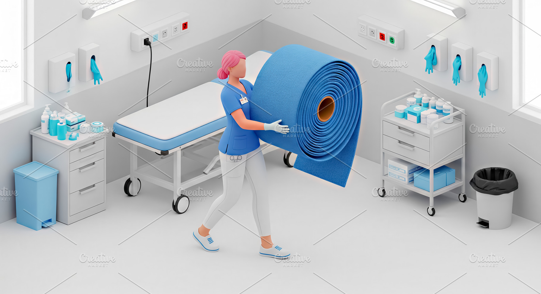 Nurse Carrying Giant Roll Bandage, a Health & Medical Photo by angellodeco