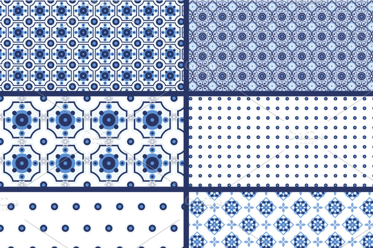 Portuguese Azulejos set of patterns, a Pattern Graphic by KundolaArt (Photo 5 of 5)