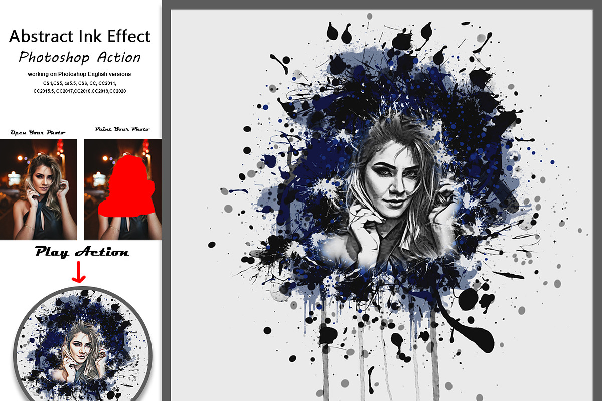 Abstract Ink Effect Photoshop Action, an Action Add-On by Studio Retouch (Photo 1 of 12)