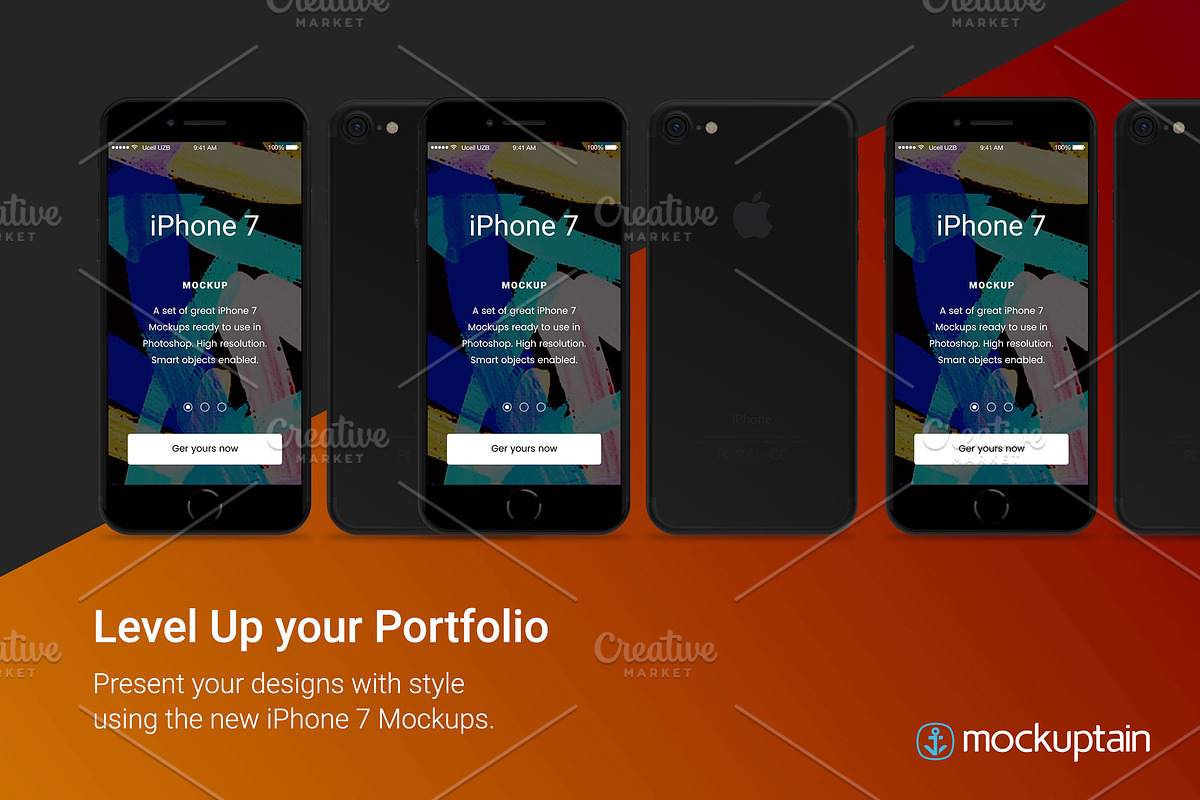 Iphone 7 Mockup Straight Black, an iPhone Mockup by mockuptain (Photo 5 of 6)