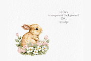 Flower bunny Watercolor Clipart, an Object Graphic by MyLittleMeow (Thumbnail 6 of 7)