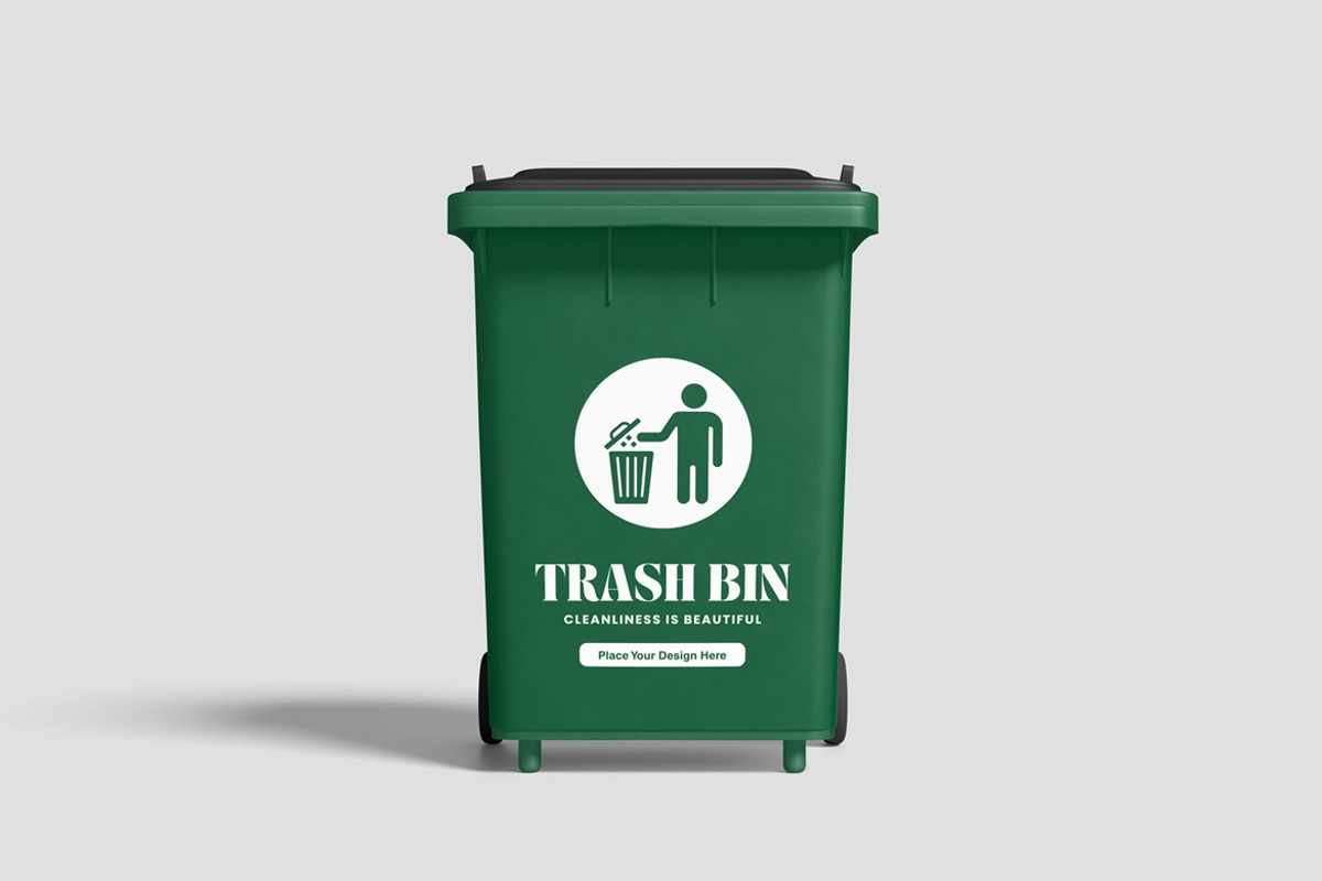 Trash Bin Mockup, a Cups & Container Mockup by AndikaGraphic (Photo 3 of 5)