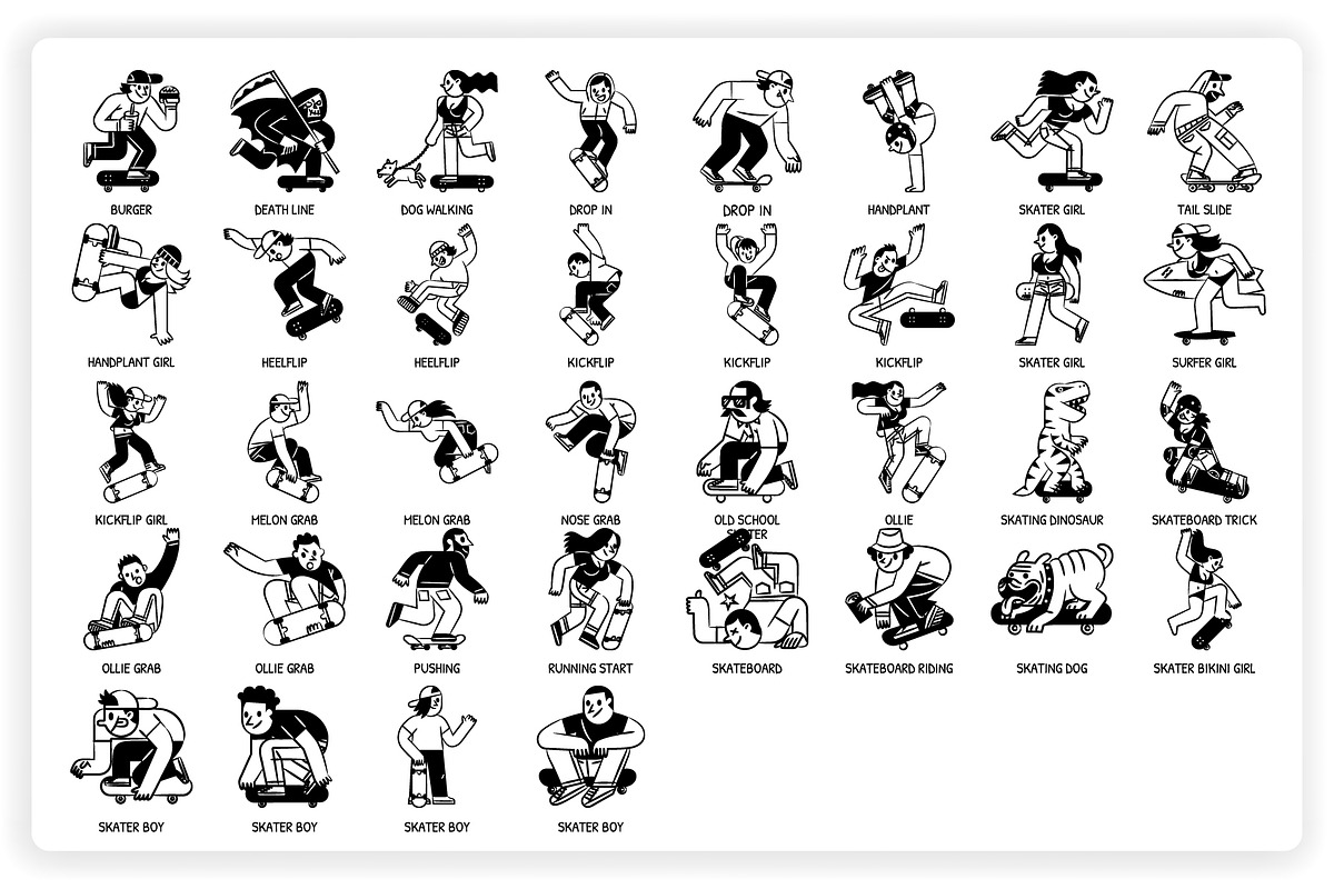 36 Skateboarding Elements x2 Styles, a Graphic by monkik (Photo 22 of 25)