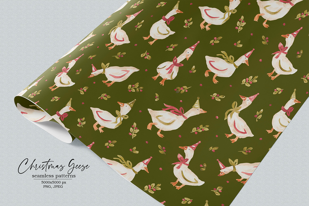 Christmas geese collection, an Animal Illustration by SirenaArt (Photo 10 of 15)