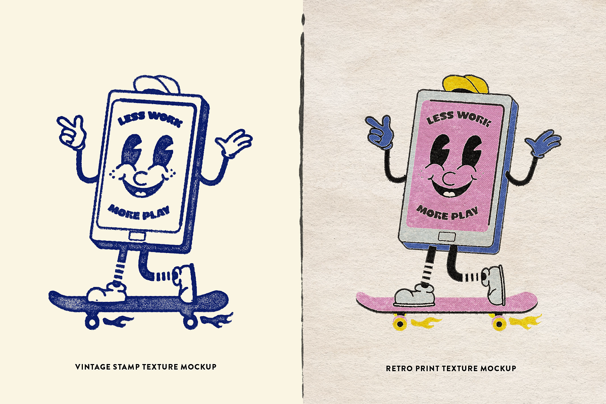 Vintage Stamp and Retro Print Combo