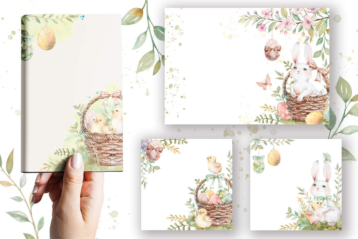 Easter Rabbits watercolor clipart, an Animal Illustration by Eva Kleinman (Photo 6 of 14)