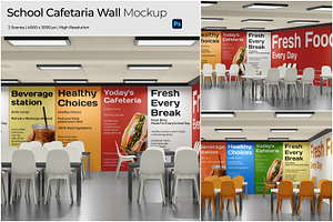 School Cafetaria Wall Mockup