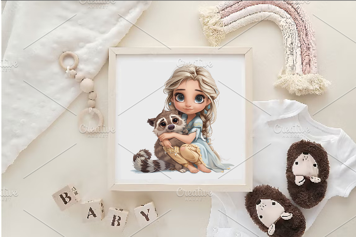Cartoon Baby Princess.TShirt Sticker, an Animal Illustration by KENO Mascots (Photo 8 of 11)
