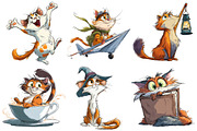 Quirky Cat Clipart, an Illustration by Pixels.Craft (Thumbnail 4 of 5)