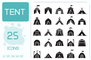 Camping Tent Icons, a Solid Icon by Designfour