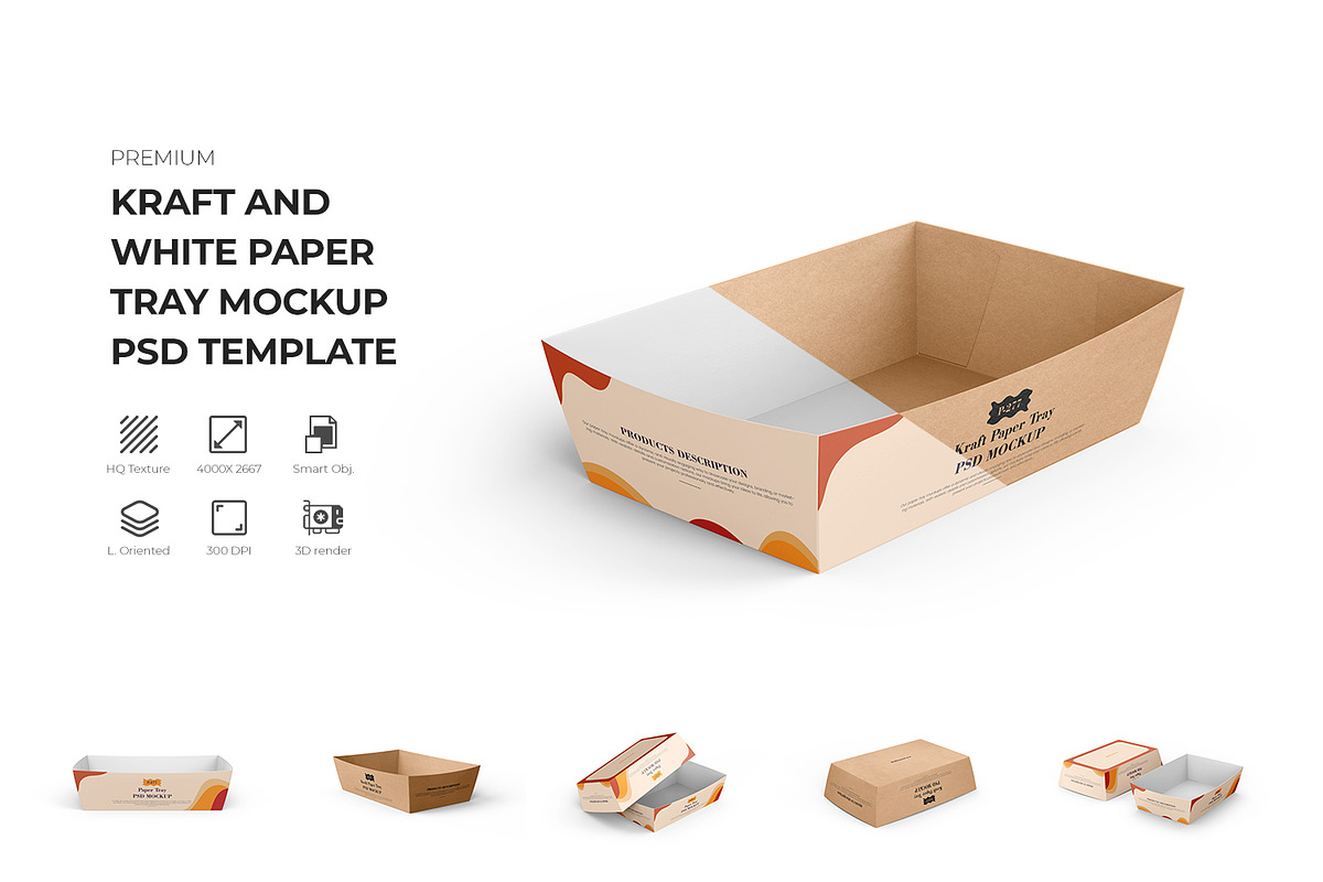 Paper Tray Mockup, a Packaging Mockup by Ram Studio (Photo 1 of 13)